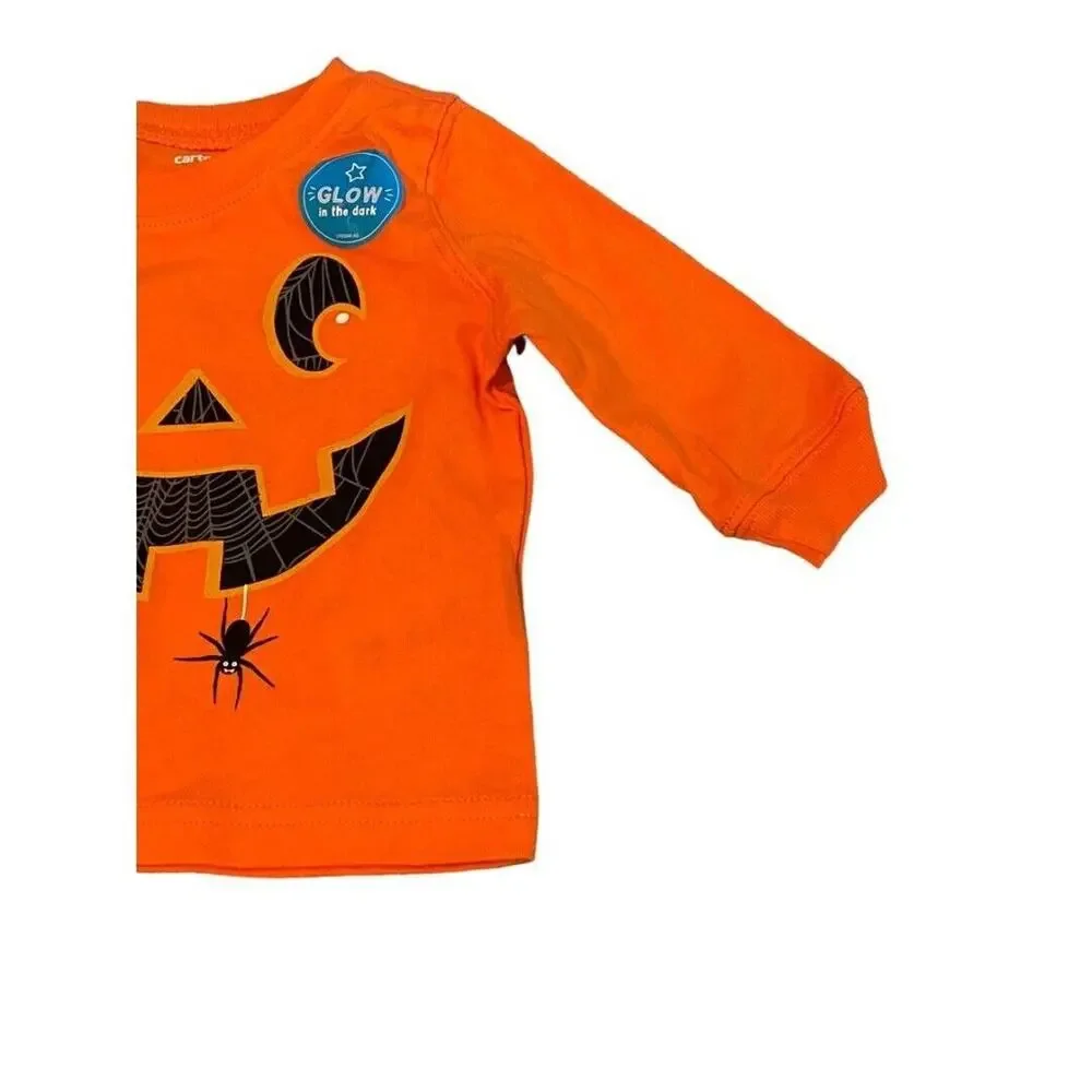 3M Carter's Glow in the Dark Halloween Shirt Jack-o-lantern NWT